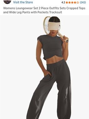 Amazon Women's Two-Piece Loungewear Set in Charcoal Gray
